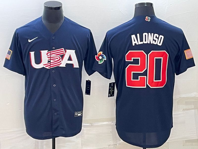 Men 2023 World Cub USA #20 Alonso Blue Nike MLB Jersey5->more jerseys->MLB Jersey
